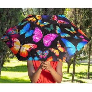 Bright Colorful Butterfly Umbrella, Christmas Gift, Bright Foldable Parasol, Colorful Rain Shelter, Unique Holiday Present