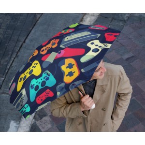 Gamer Umbrella, Video Game Controller Patterned Umbrella, Gaming Gift, Game Lover Accessory, Foldable Rainy Day Gear, Unique Gamer Present