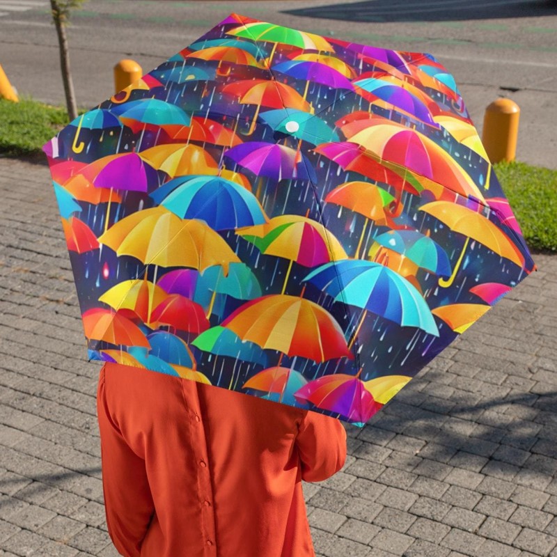 Umbrella, watercolor umbrellas print, rainy day accessory, portable rain shelter, compact travel umbrella comes with a storage bag