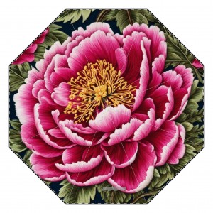 Umbrella, Floral Peony Tapestry Design, Rain Accessories, Portable Folding Parasol, Gift for Her, Weather Protection Gear